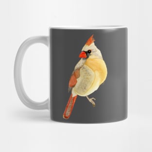 FEMALE CARDINAL - Yellow, Red, & Orange Watercolor Design Mug